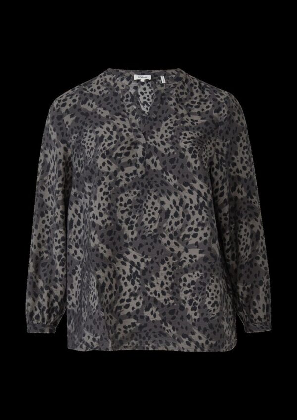 Langarmbluse aus Viskosemix mit Leo-Print