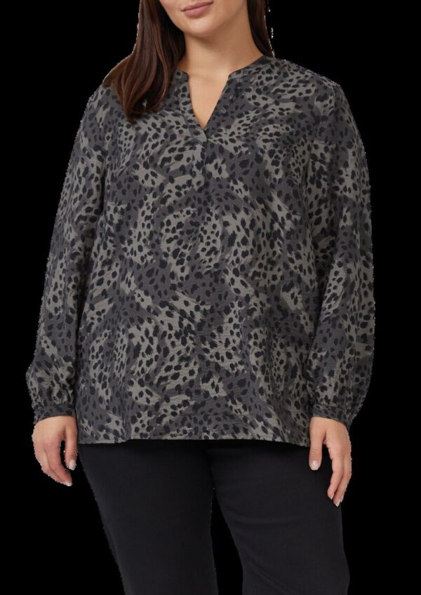 Langarmbluse aus Viskosemix mit Leo-Print