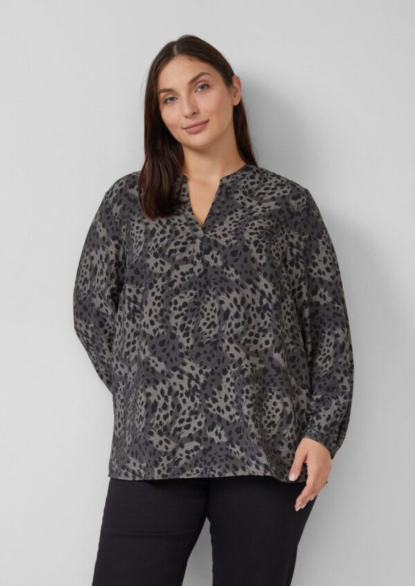 Langarmbluse aus Viskosemix mit Leo-Print