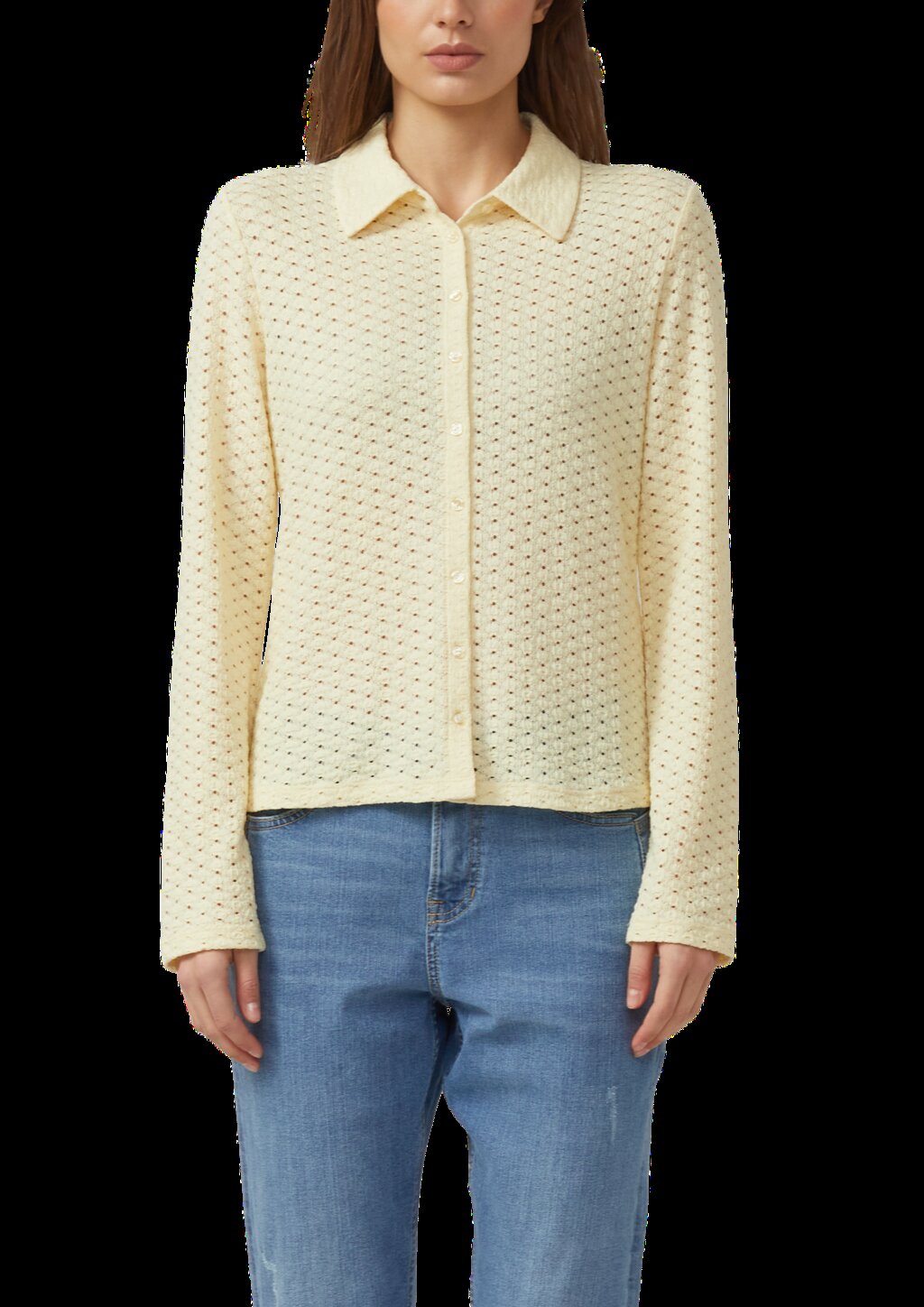 Jersey-Bluse aus Lochspitze