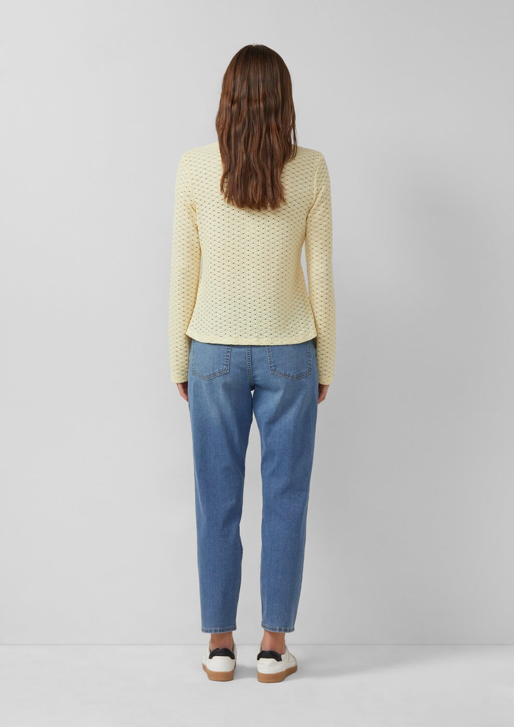 Jersey-Bluse aus Lochspitze