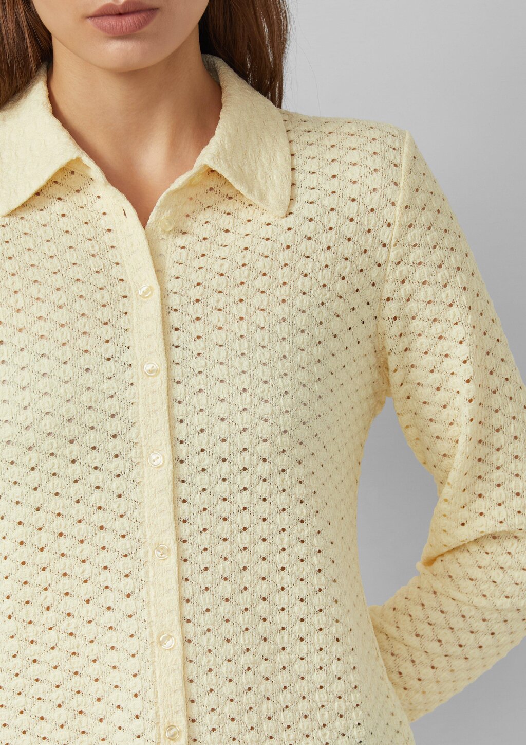 Jersey-Bluse aus Lochspitze