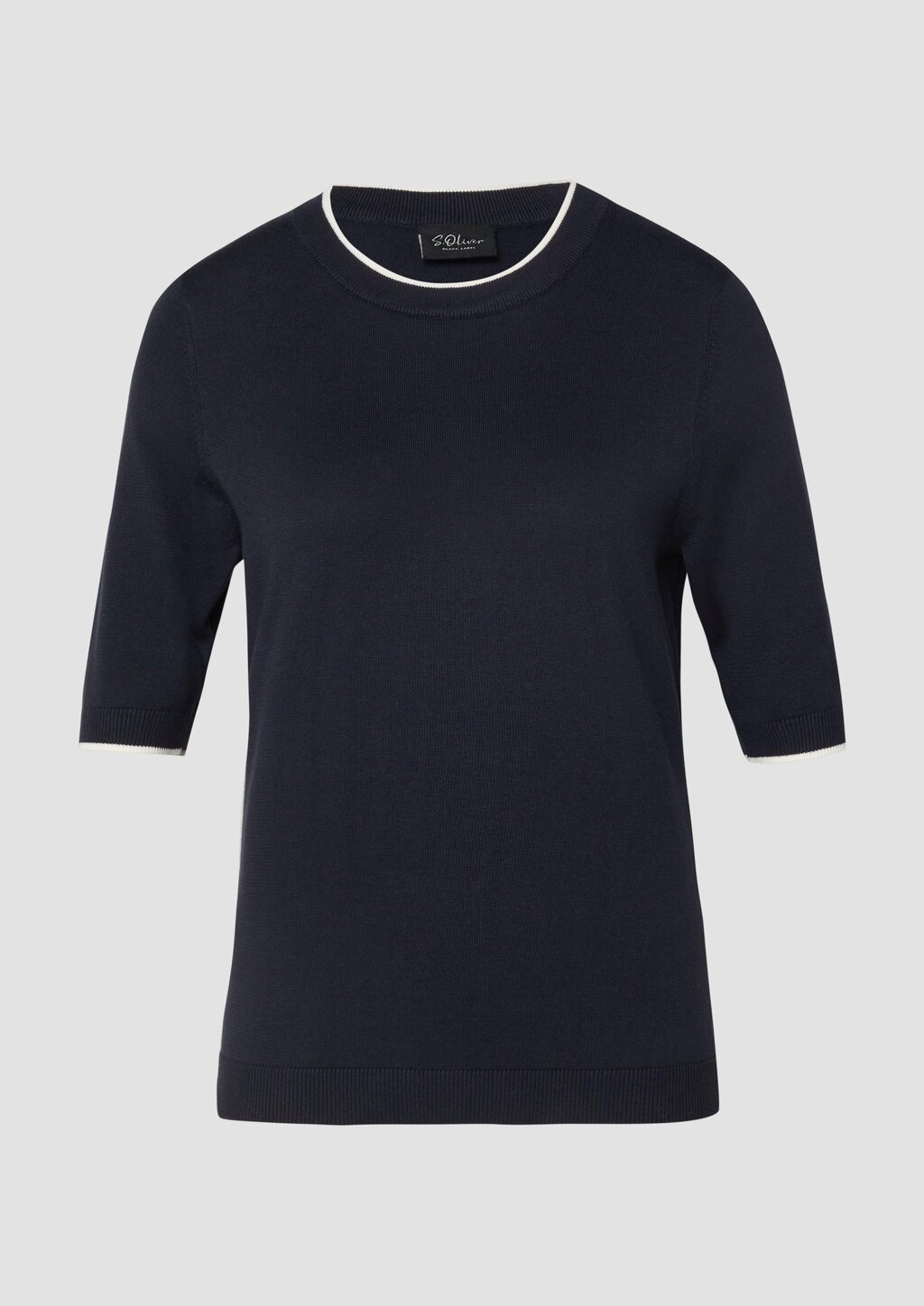 Kurzärmeliger Feinstrickpullover mit Kontrastdetails