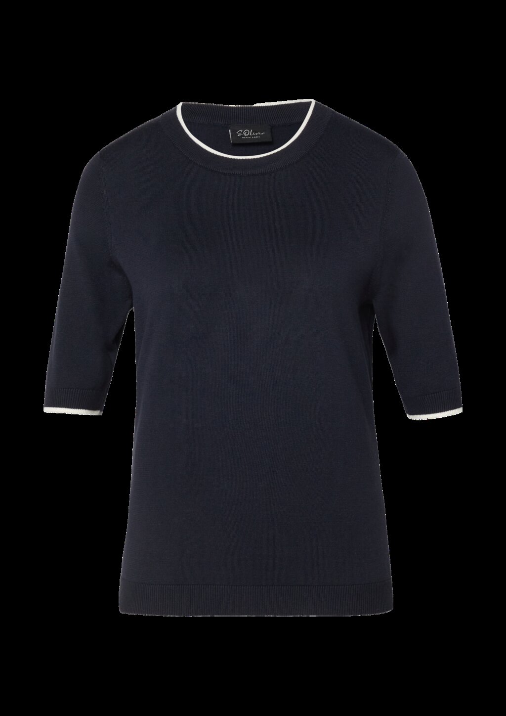 Kurzärmeliger Feinstrickpullover mit Kontrastdetails