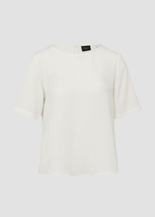 Crêpe-Shirt mit Reißverschluss