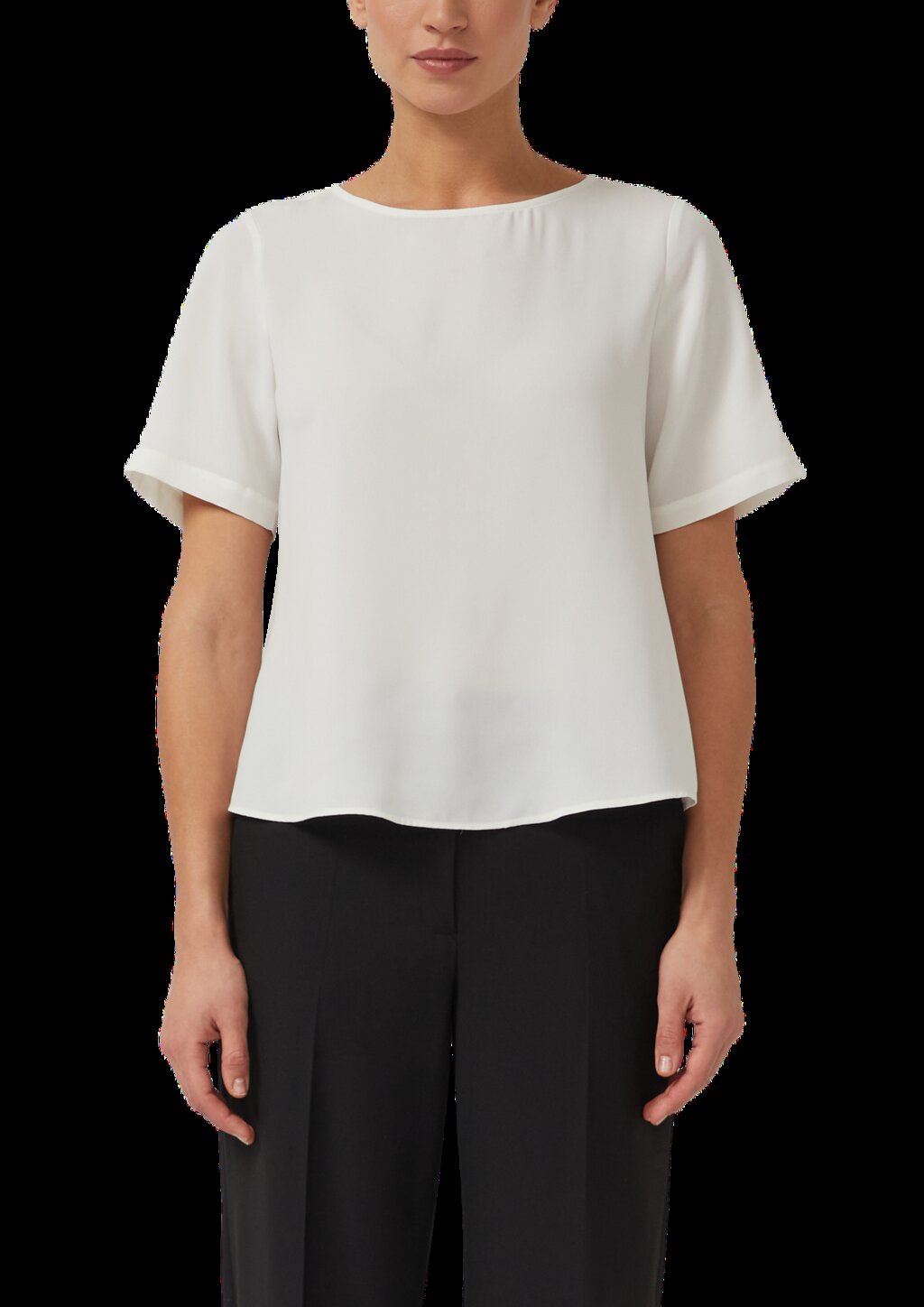 Crêpe-Shirt mit Reißverschluss