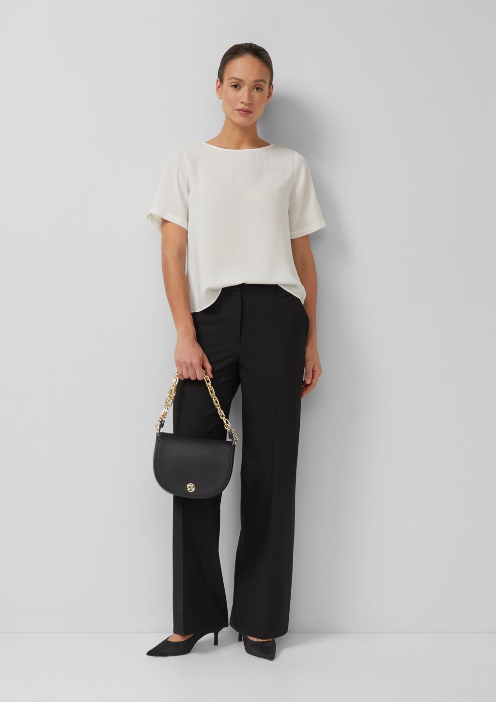 Crêpe-Shirt mit Reißverschluss