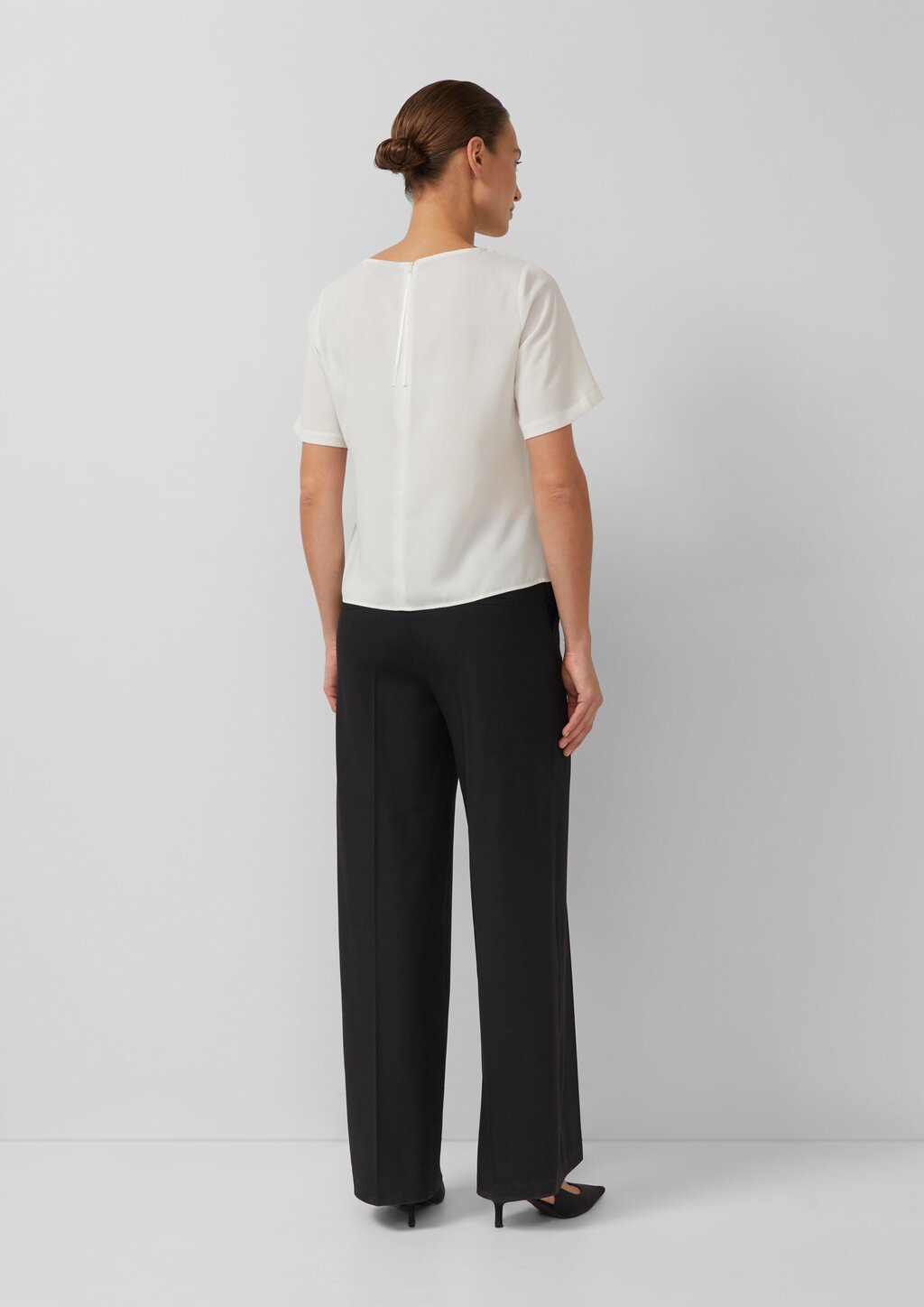 Crêpe-Shirt mit Reißverschluss