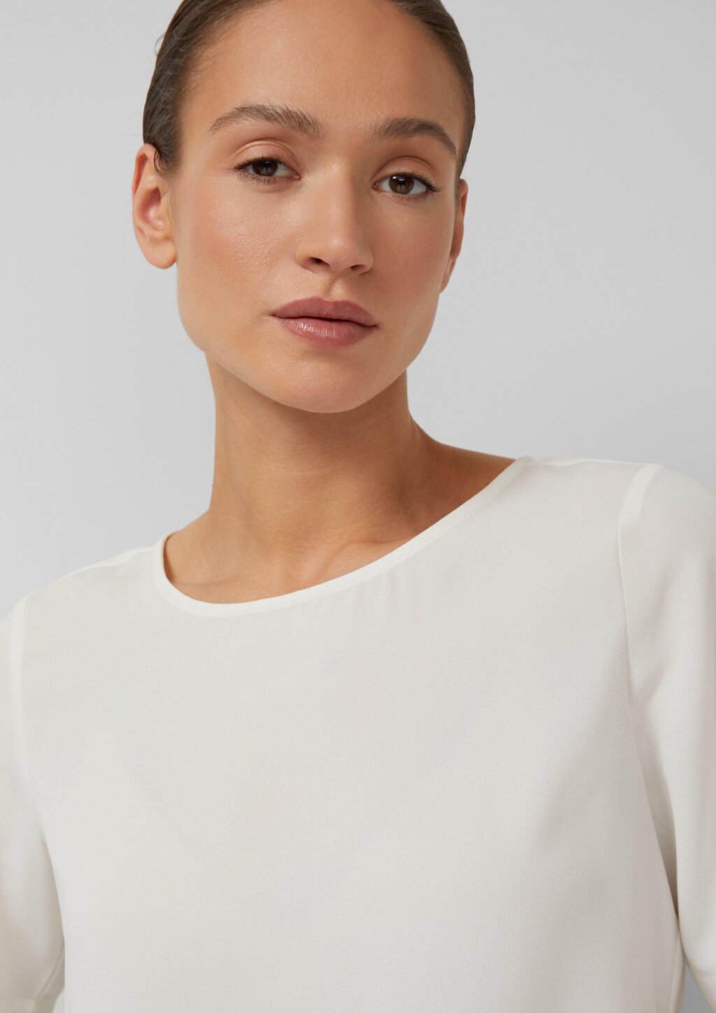 Crêpe-Shirt mit Reißverschluss