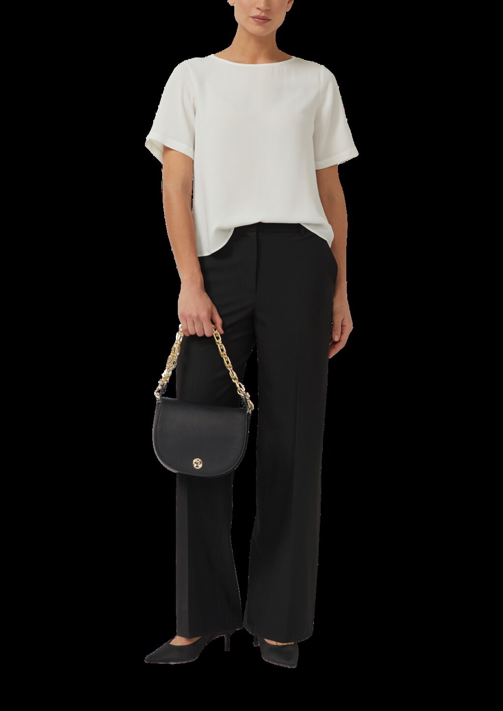 Crêpe-Shirt mit Reißverschluss