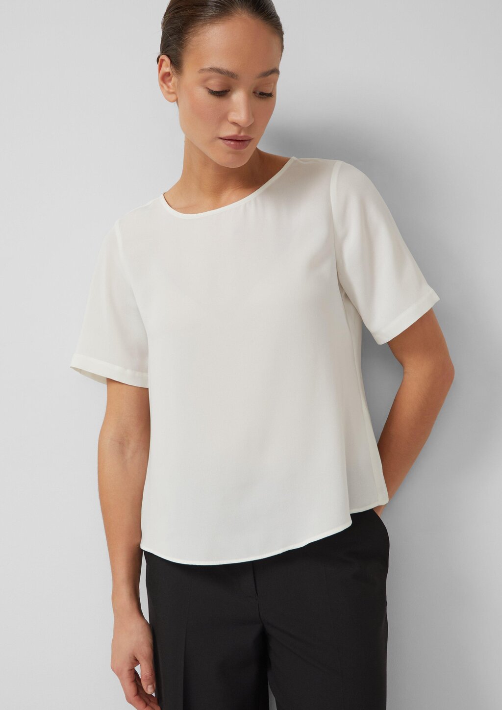 Crêpe-Shirt mit Reißverschluss