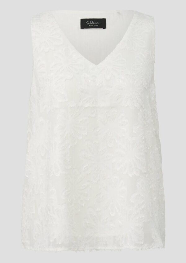 Ärmellose Chiffon-Bluse mit V-Ausschnitt und floralem Muster