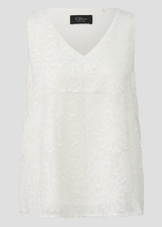 Ärmellose Chiffon-Bluse mit V-Ausschnitt und floralem Muster