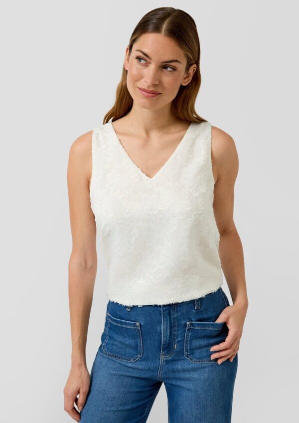 Ärmellose Chiffon-Bluse mit V-Ausschnitt und floralem Muster