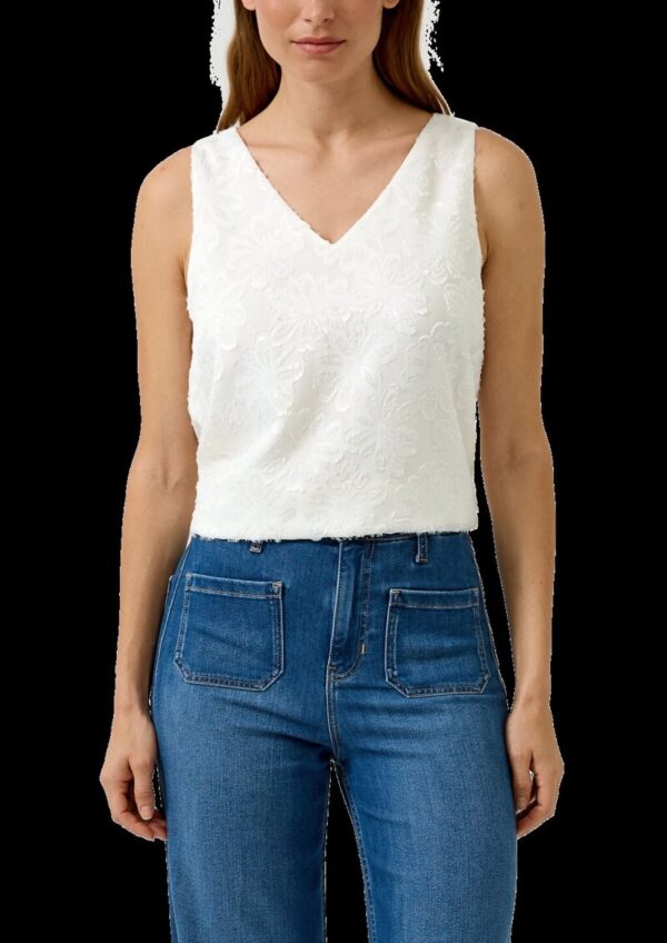 Ärmellose Chiffon-Bluse mit V-Ausschnitt und floralem Muster