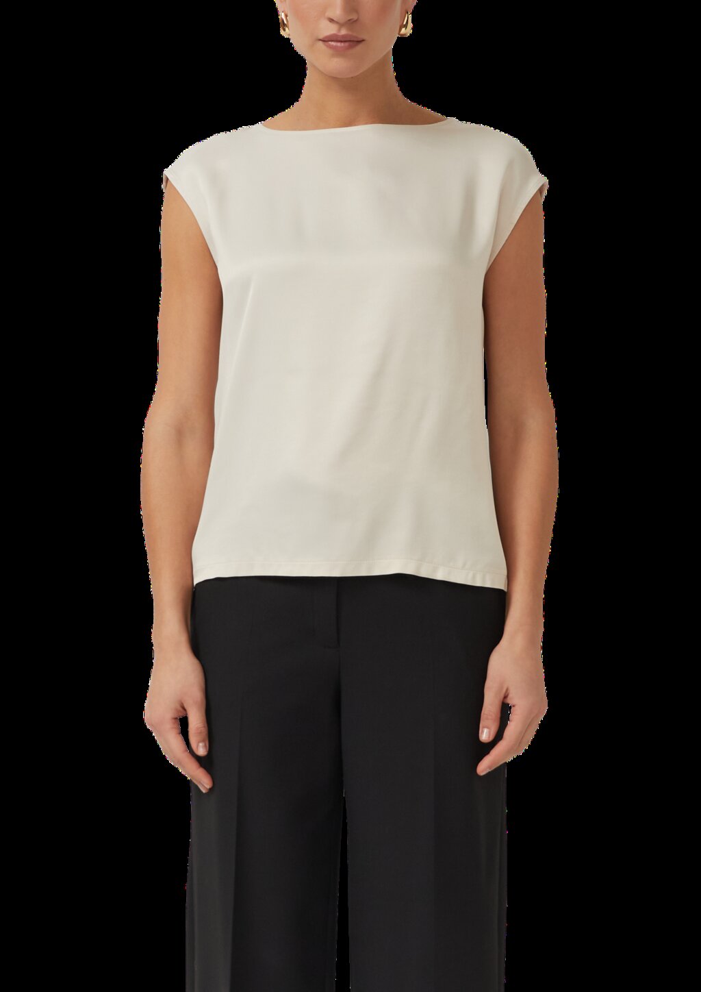 Ärmelloses Viskose-Shirt im Fabricmix