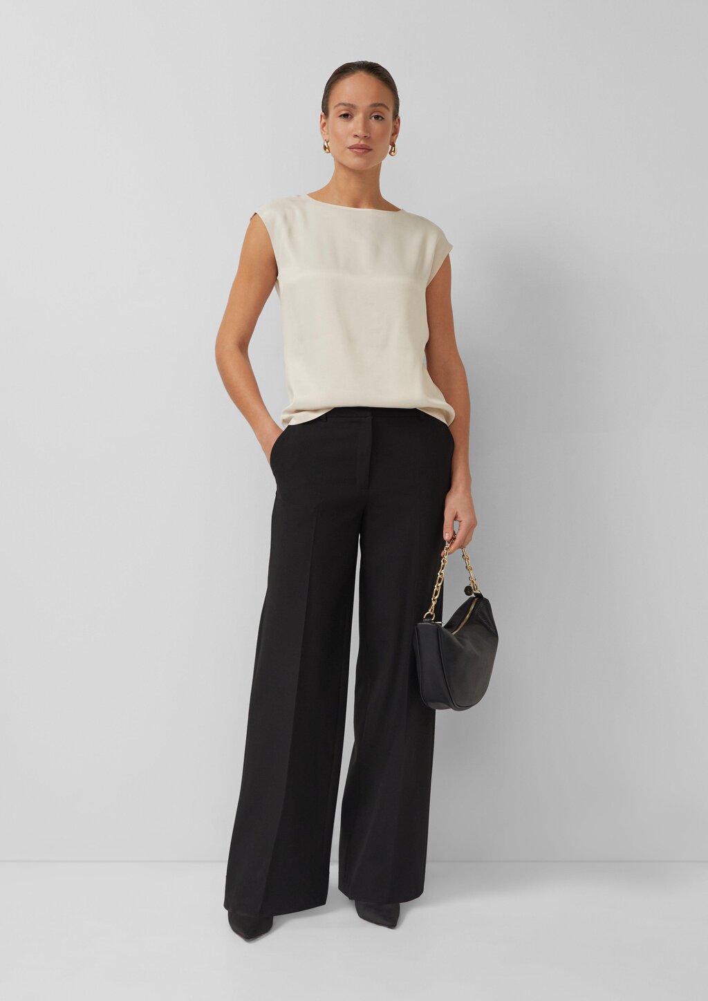 Ärmelloses Viskose-Shirt im Fabricmix