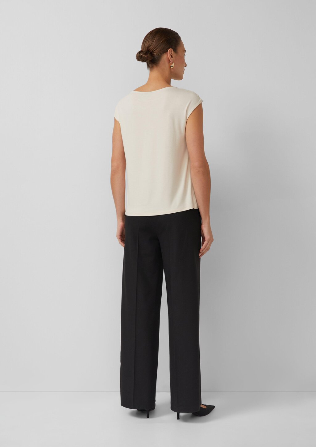 Ärmelloses Viskose-Shirt im Fabricmix