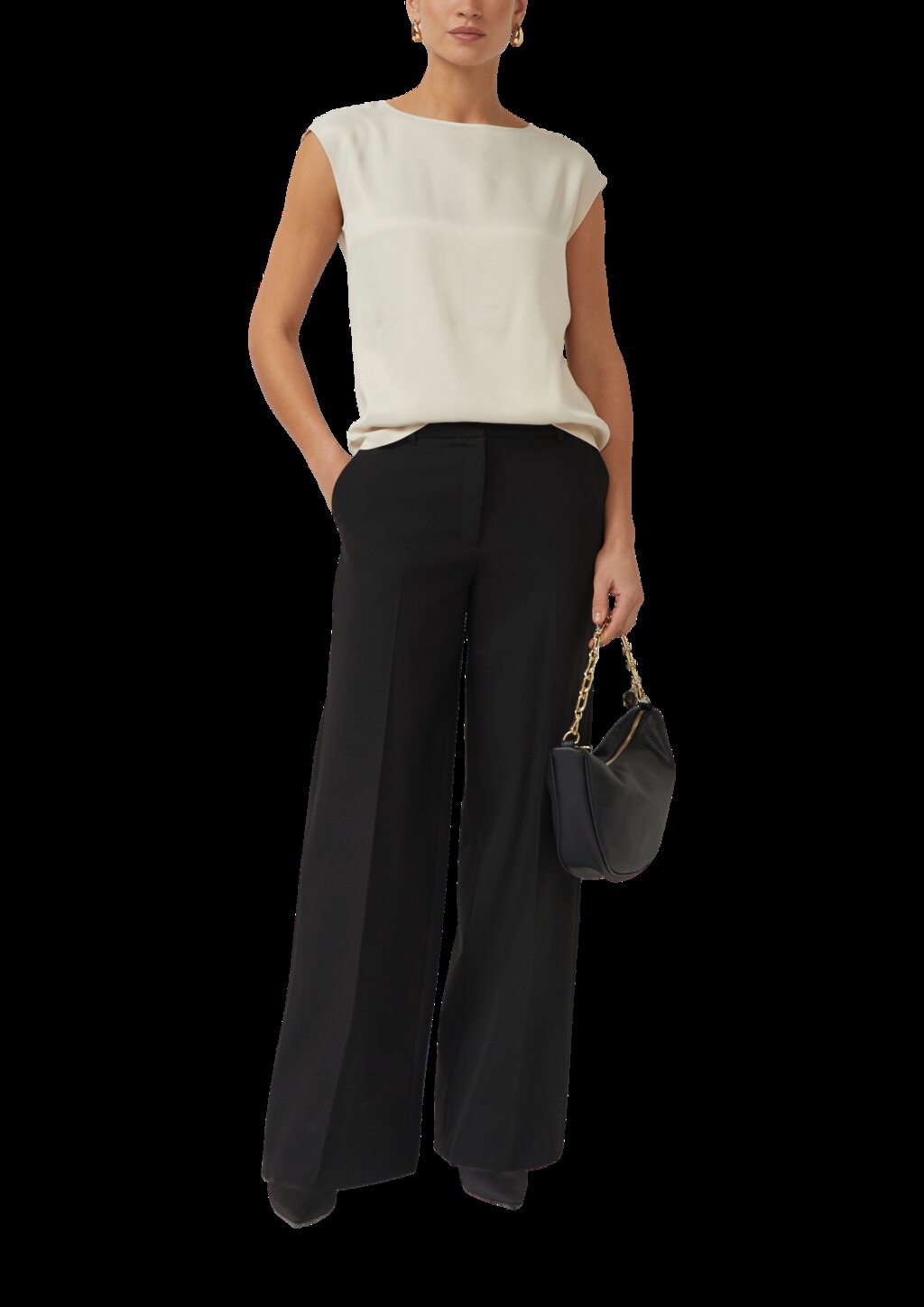 Ärmelloses Viskose-Shirt im Fabricmix