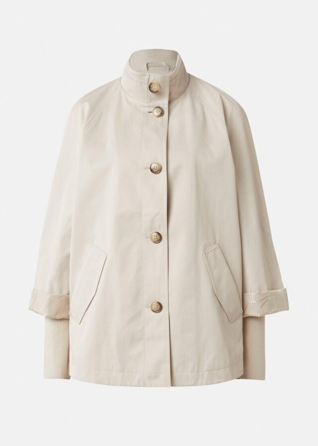 Cape-Jacke mit Stehkragen und Rippbündchen