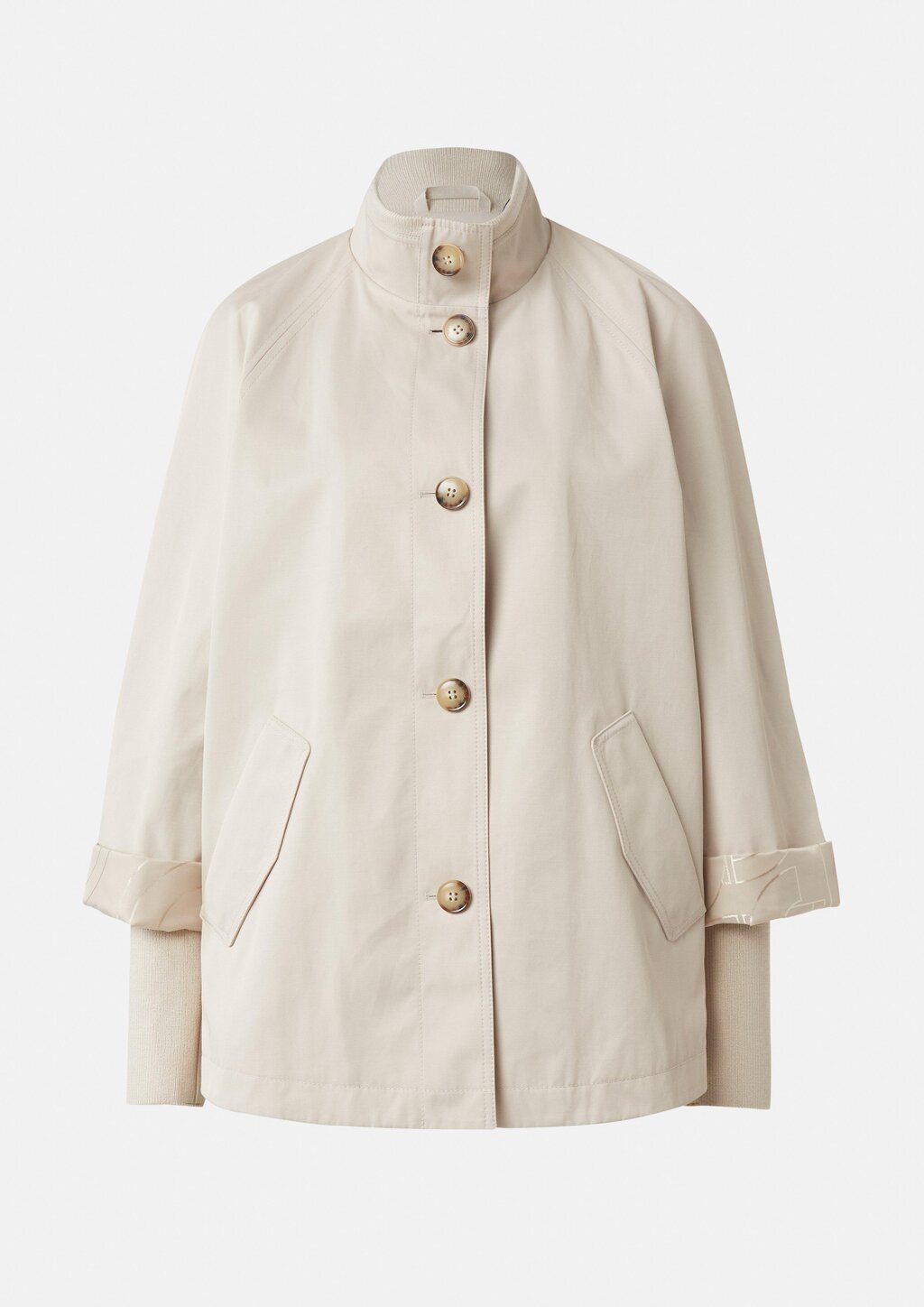 Cape-Jacke mit Stehkragen und Rippbündchen