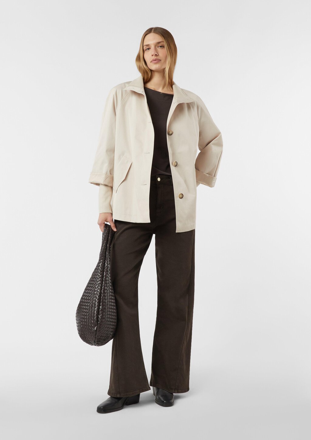 Cape-Jacke mit Stehkragen und Rippbündchen