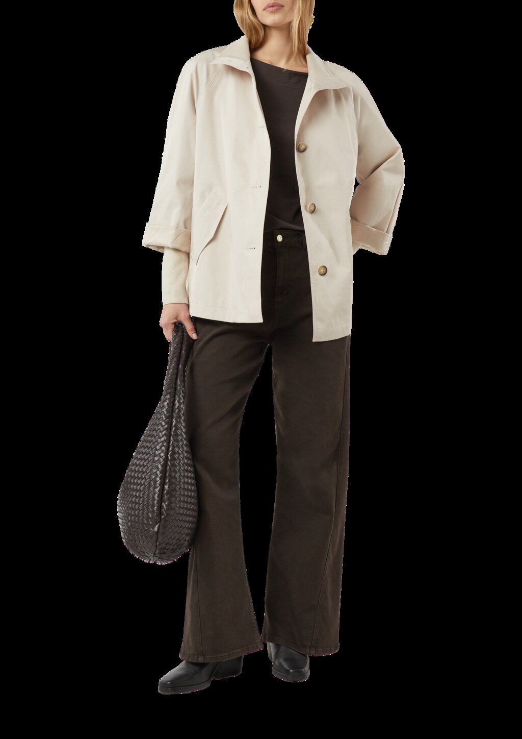 Cape-Jacke mit Stehkragen und Rippbündchen