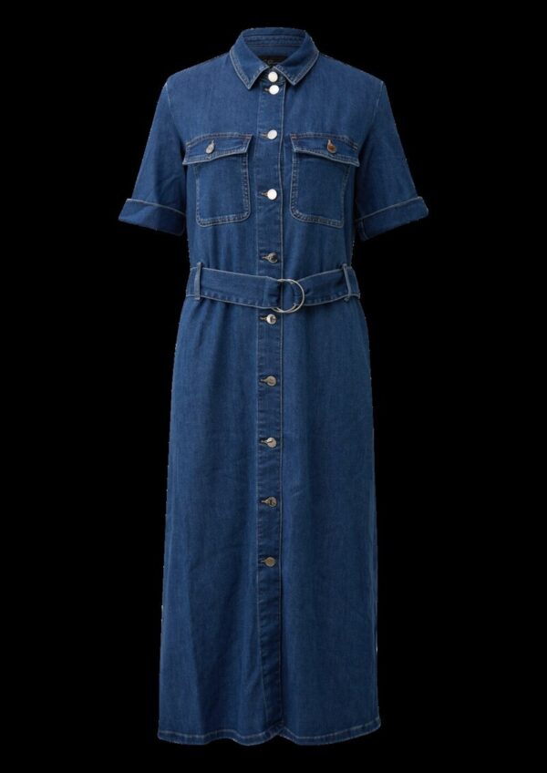 Midi-Jeanskleid mit Hemdkragen und Gürtel