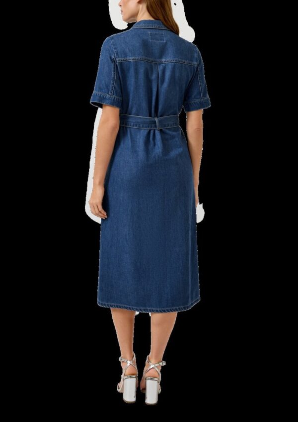 Midi-Jeanskleid mit Hemdkragen und Gürtel