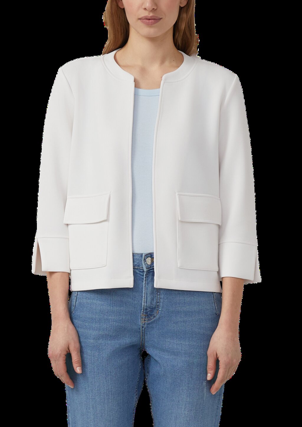 Cropped Scuba-Sweatshirt-Jacke mit Stehkragen