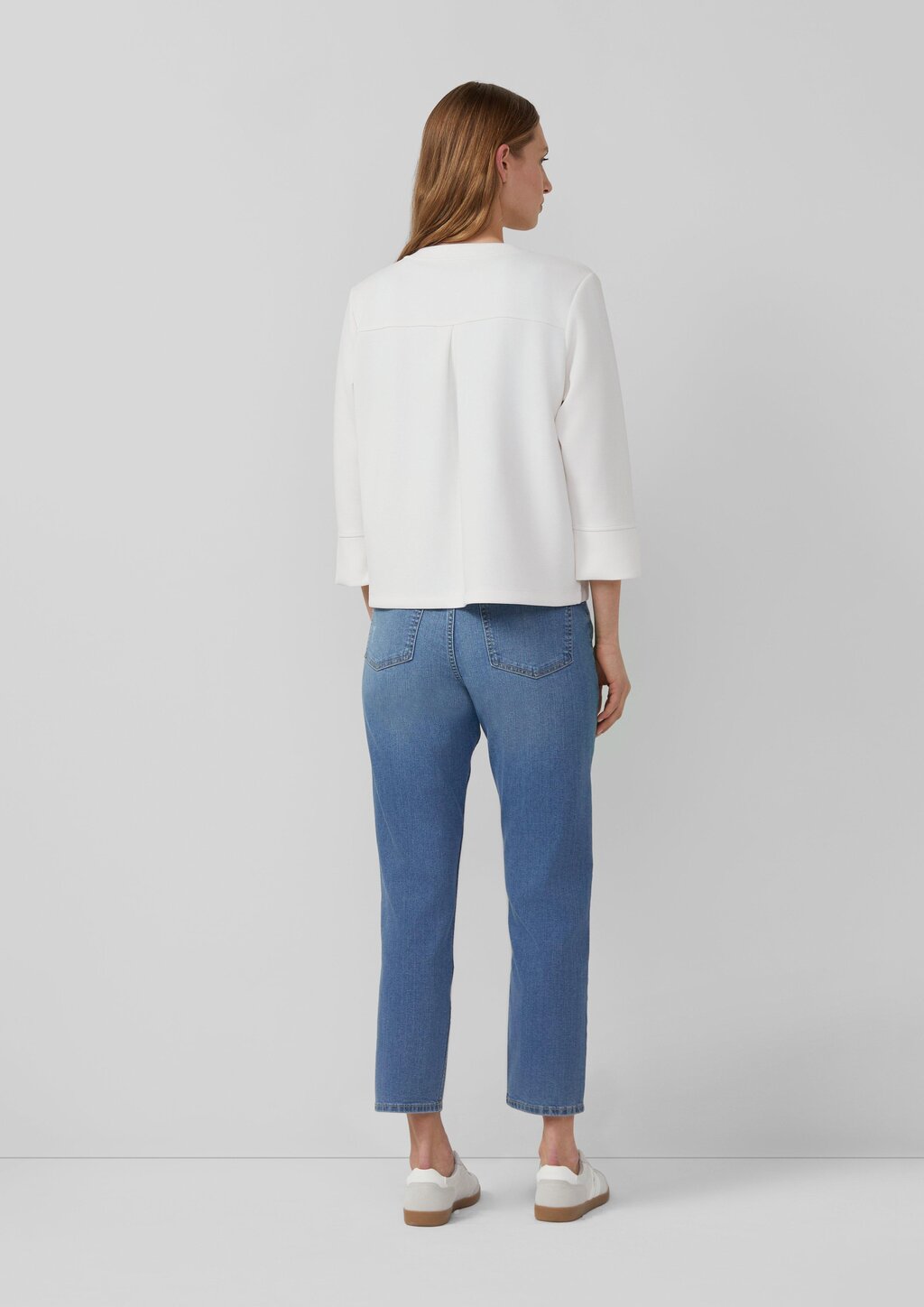 Cropped Scuba-Sweatshirt-Jacke mit Stehkragen