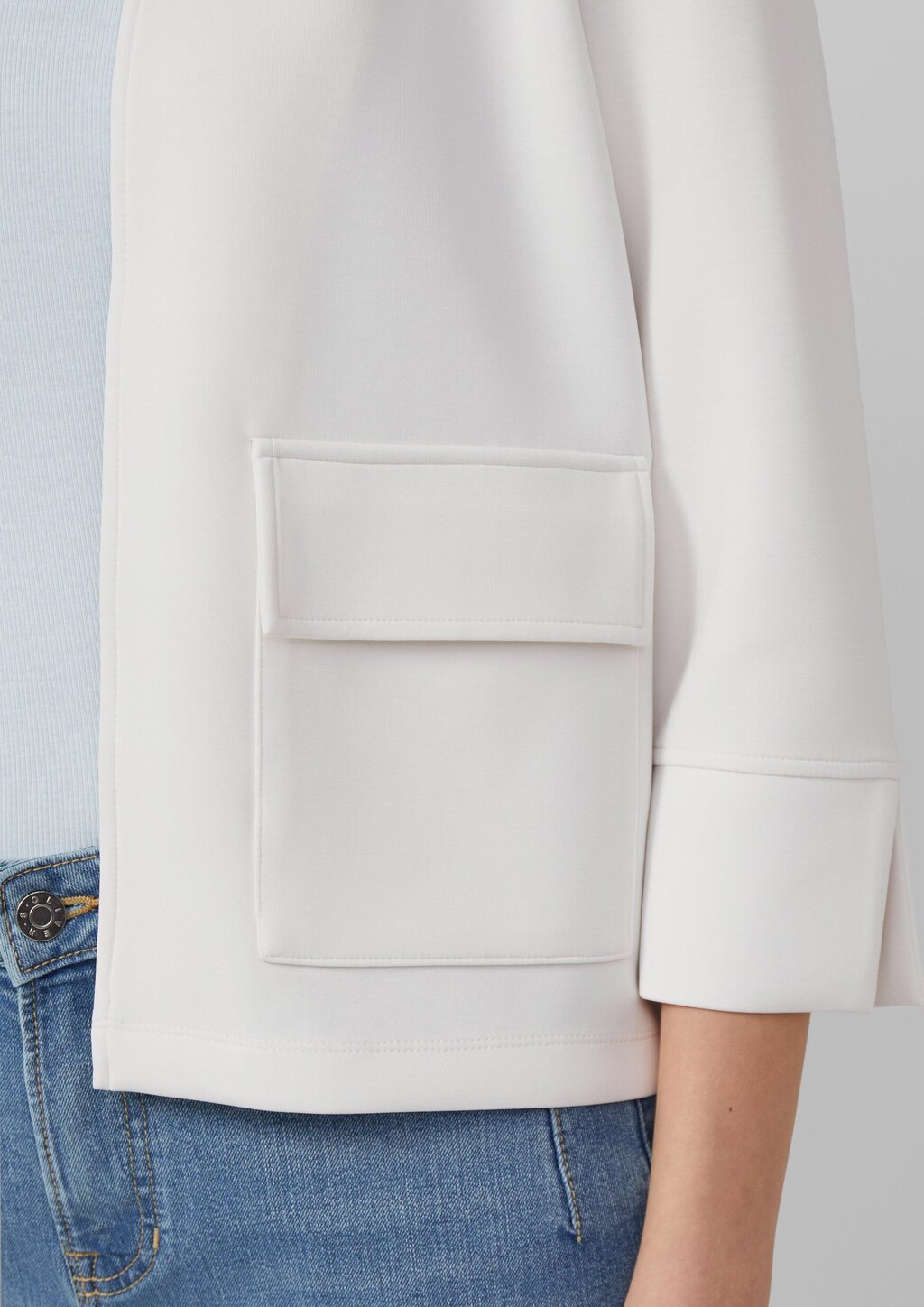 Cropped Scuba-Sweatshirt-Jacke mit Stehkragen