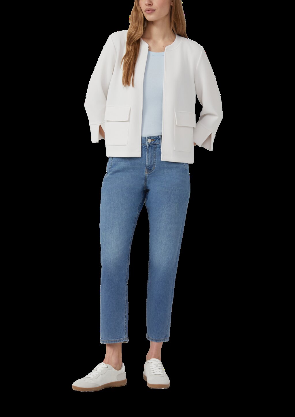 Cropped Scuba-Sweatshirt-Jacke mit Stehkragen