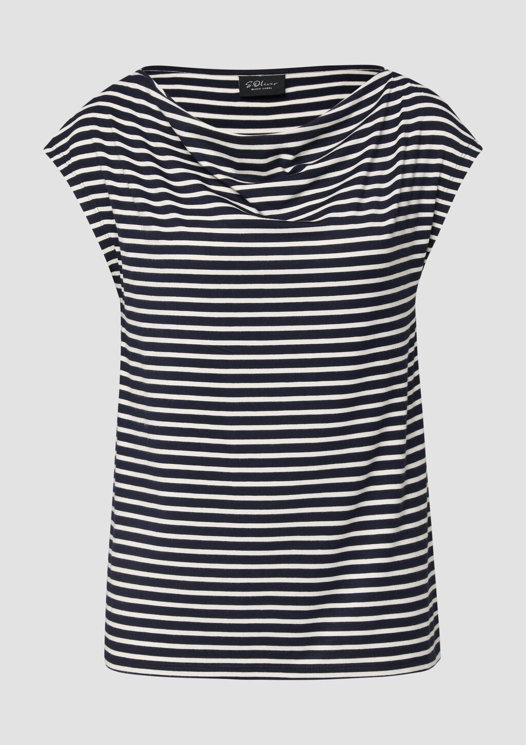 Viskoseshirt mit Wasserfall-Ausschnitt und Streifen
