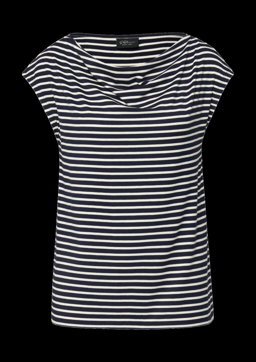 Viskoseshirt mit Wasserfall-Ausschnitt und Streifen