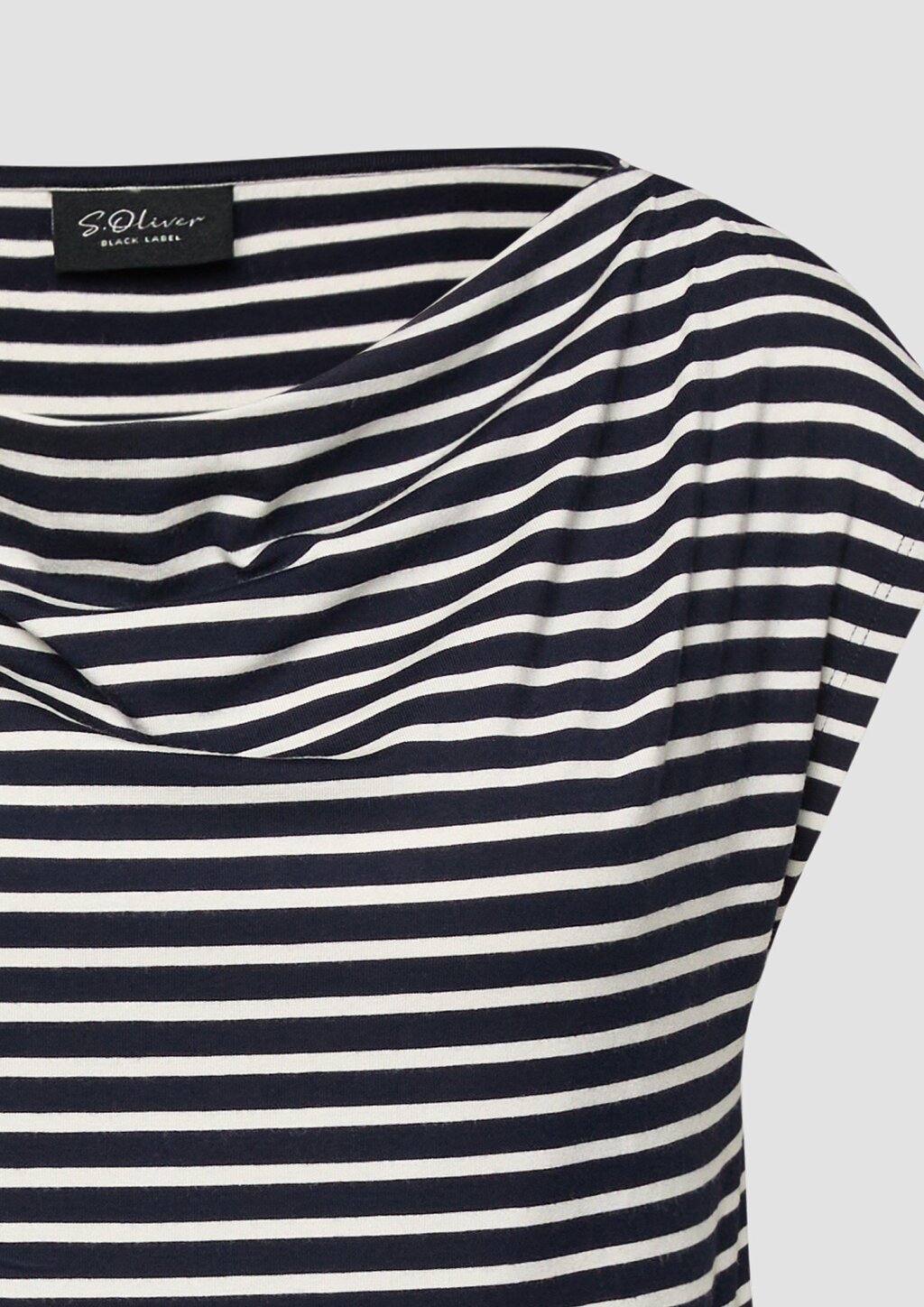 Viskoseshirt mit Wasserfall-Ausschnitt und Streifen