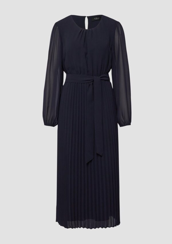 Midi-Chiffonkleid mit Plissee und Bindegürtel