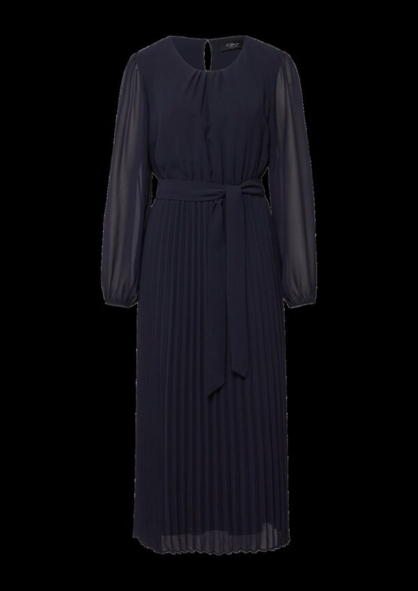 Midi-Chiffonkleid mit Plissee und Bindegürtel
