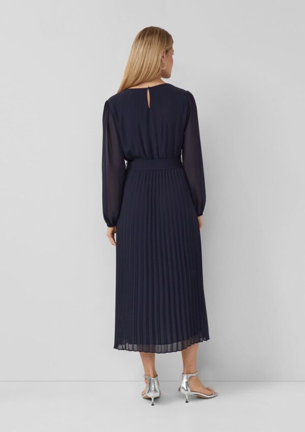 Midi-Chiffonkleid mit Plissee und Bindegürtel