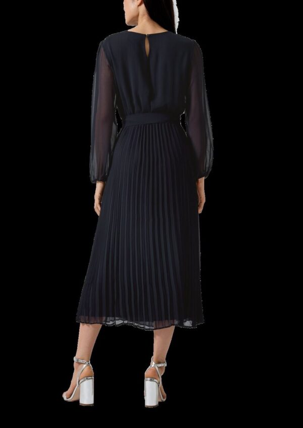 Midi-Chiffonkleid mit Plissee und Bindegürtel
