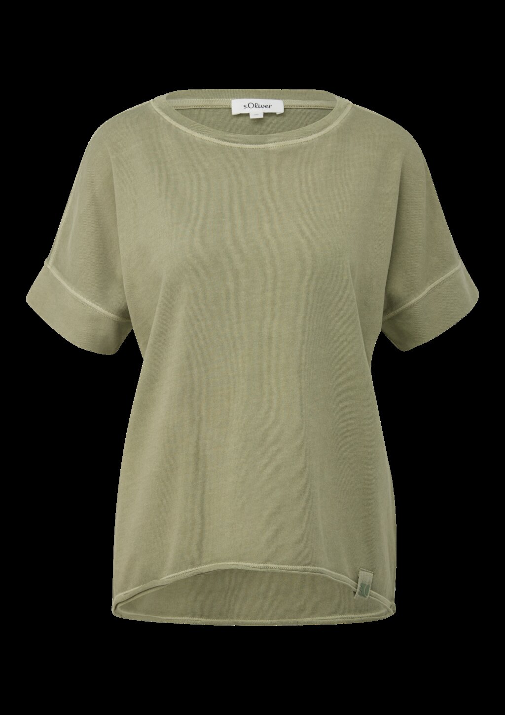 T-Shirt im Relaxed Fit mit Garment Dye und offenem Saum