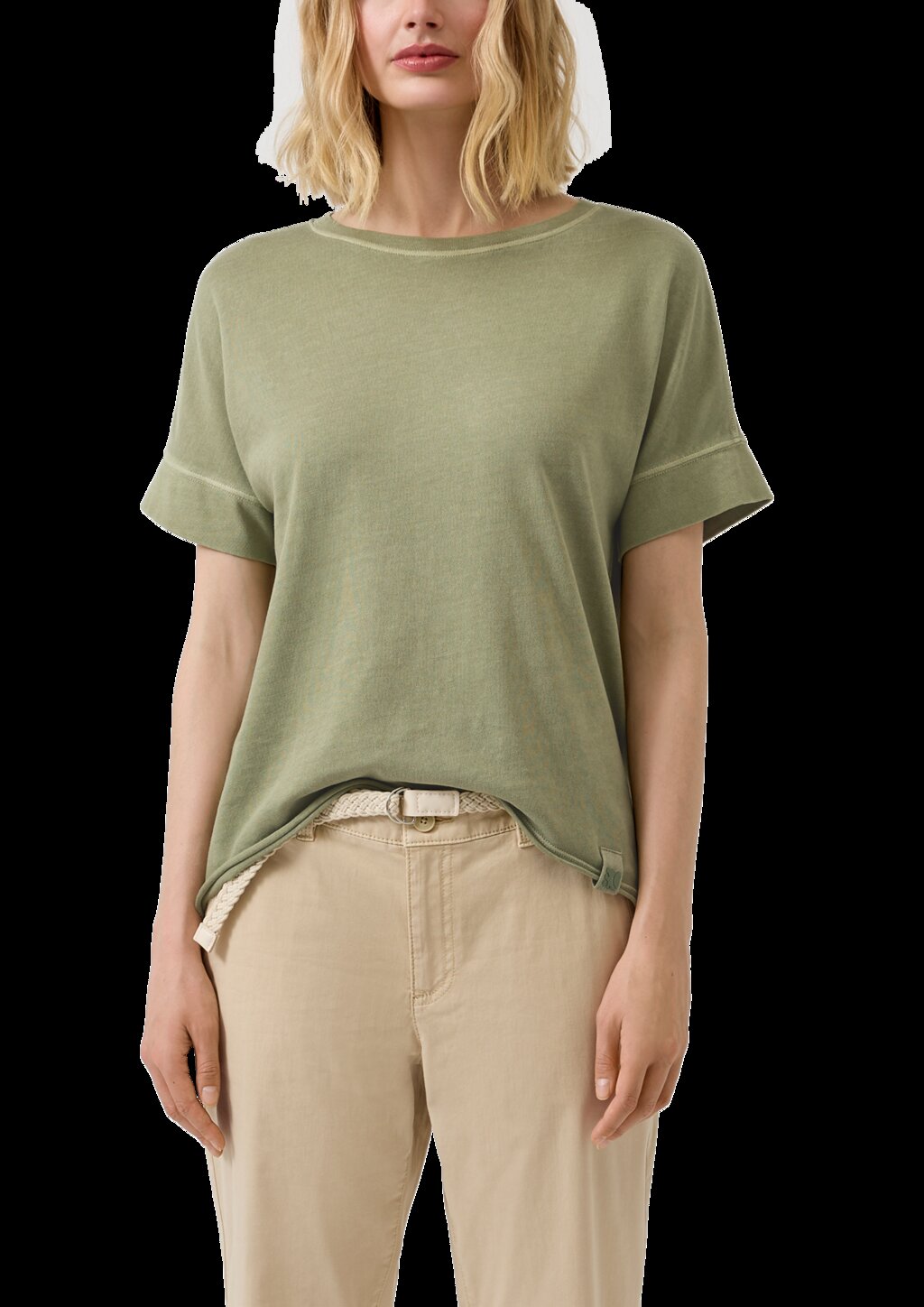 T-Shirt im Relaxed Fit mit Garment Dye und offenem Saum