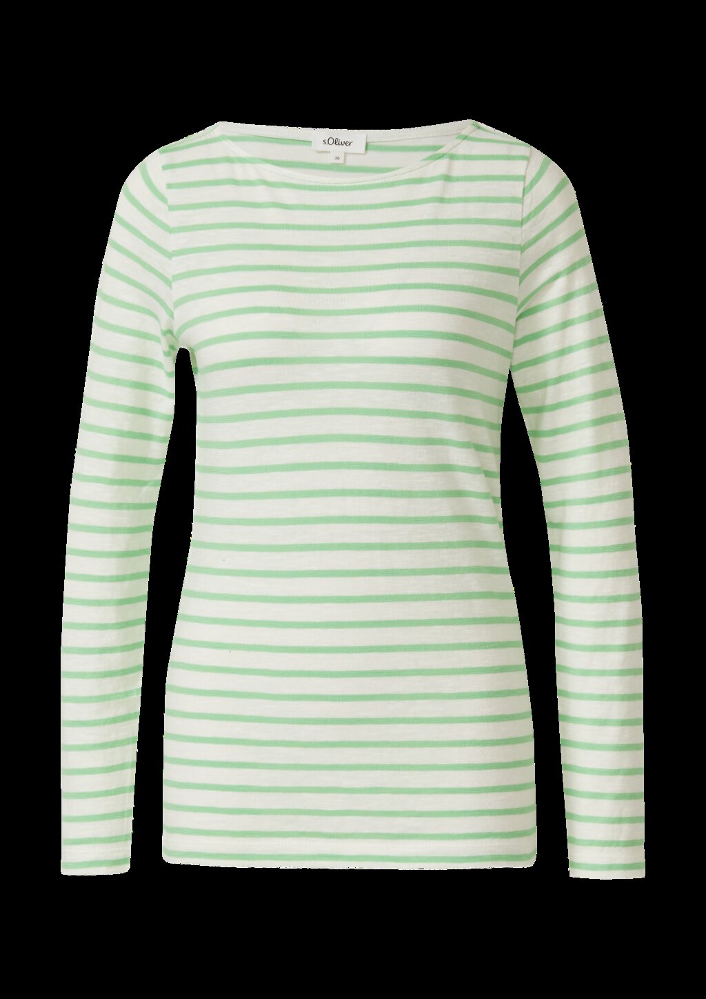 Gestreiftes Langarmshirt aus Flammgarm mit U-Boot-Ausschnitt