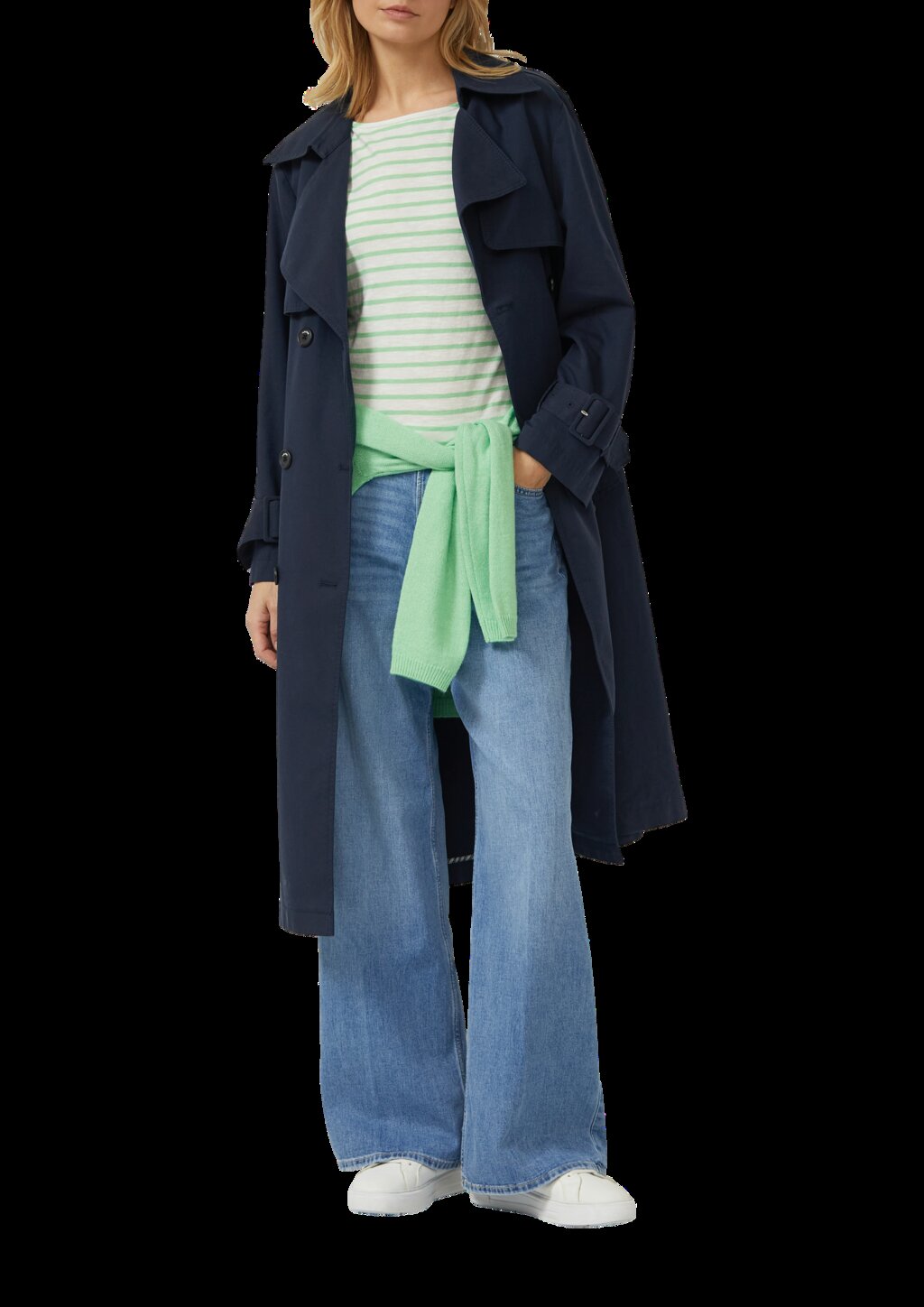 Gestreiftes Langarmshirt aus Flammgarm mit U-Boot-Ausschnitt