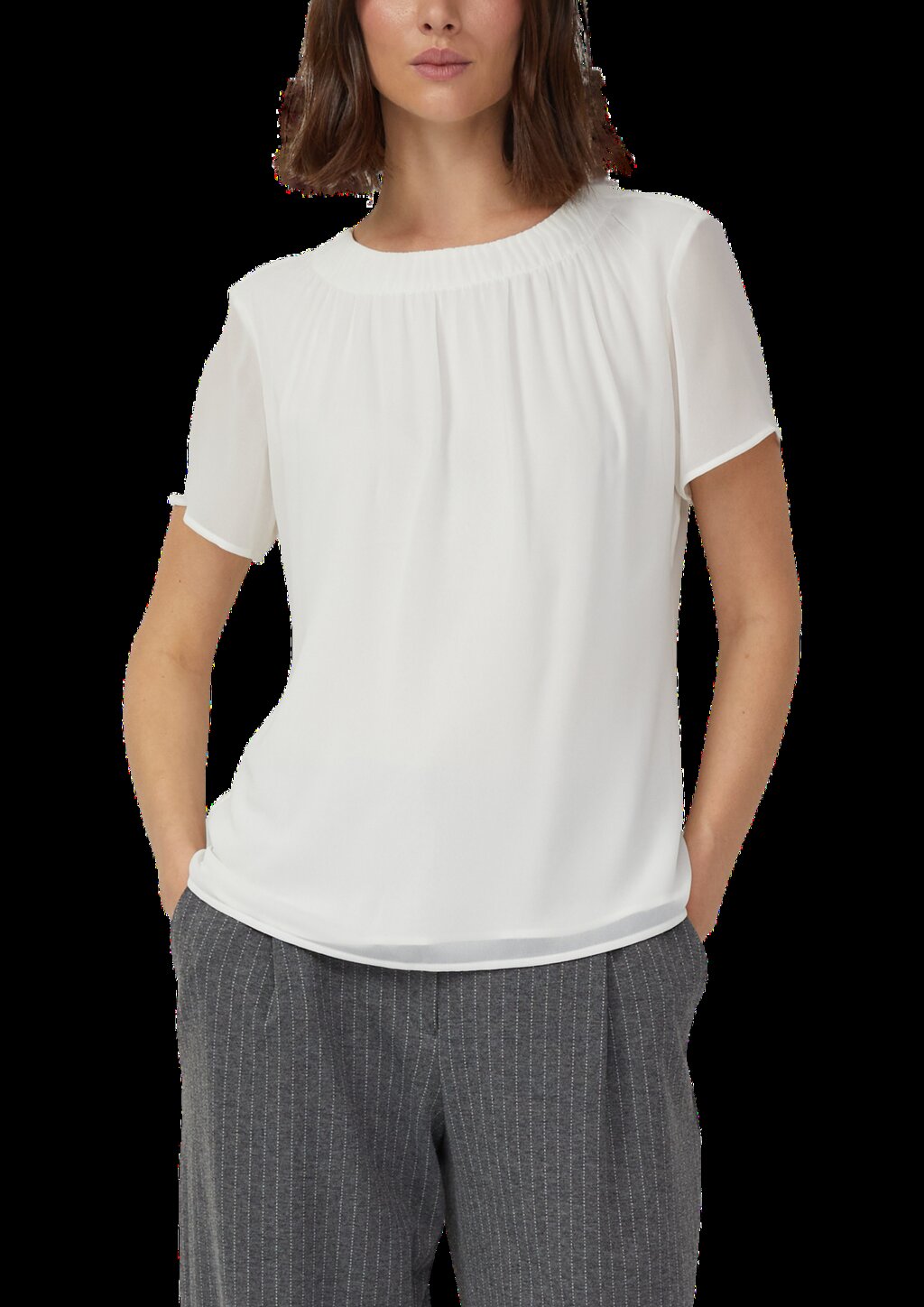 Luftige Chiffon-Bluse mit gesteppter Raffung