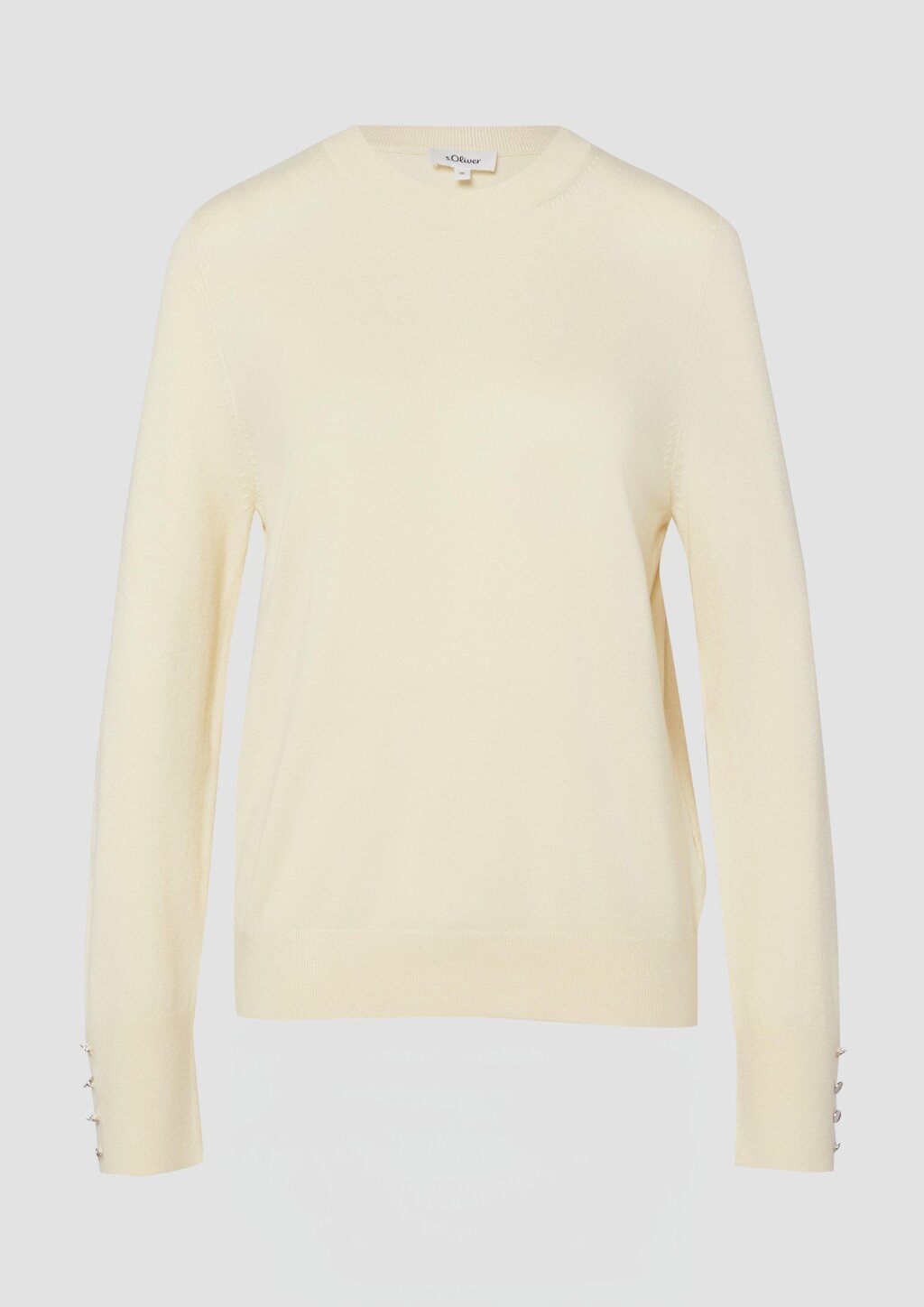 Feinstrickpullover aus Viskosemix mit Zierknöpfen