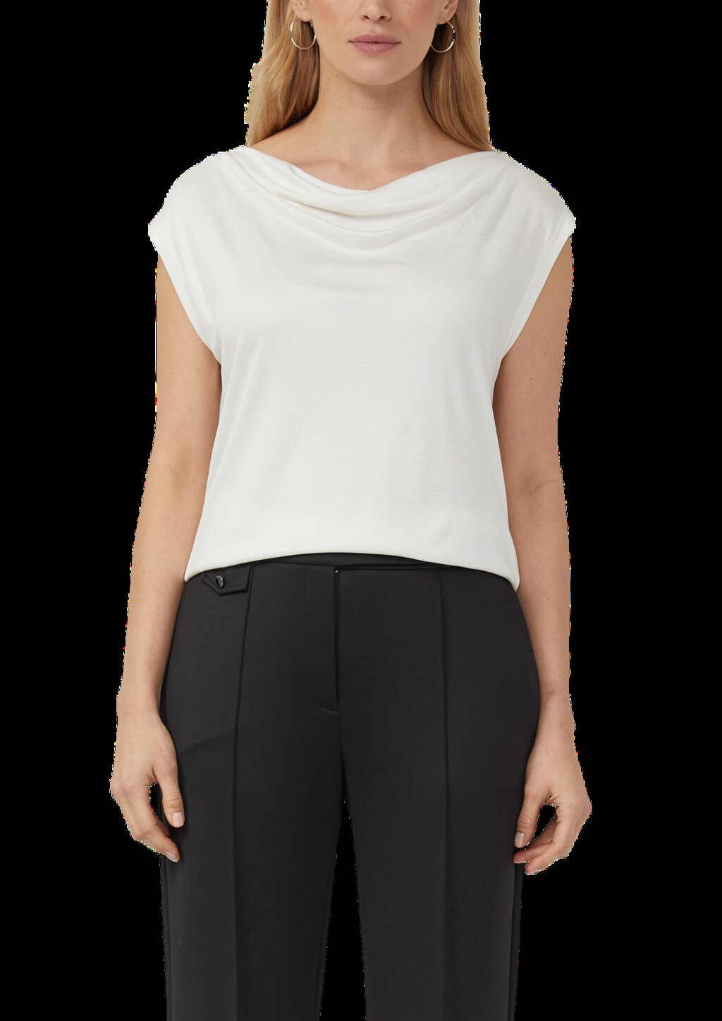 Ärmelloses Shirt aus Viskose mit Wasserfall-Ausschnitt