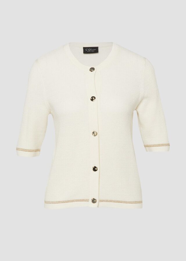 Strickjacke mit Glitzergarn und Strukturmuster