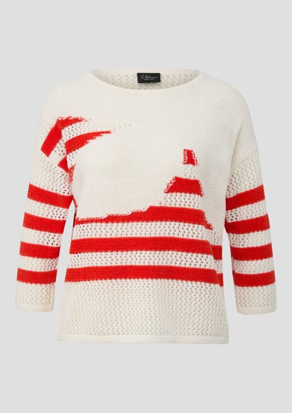 Locker gestrickter Pullover im Relaxed Fit mit Blumen-Artwork