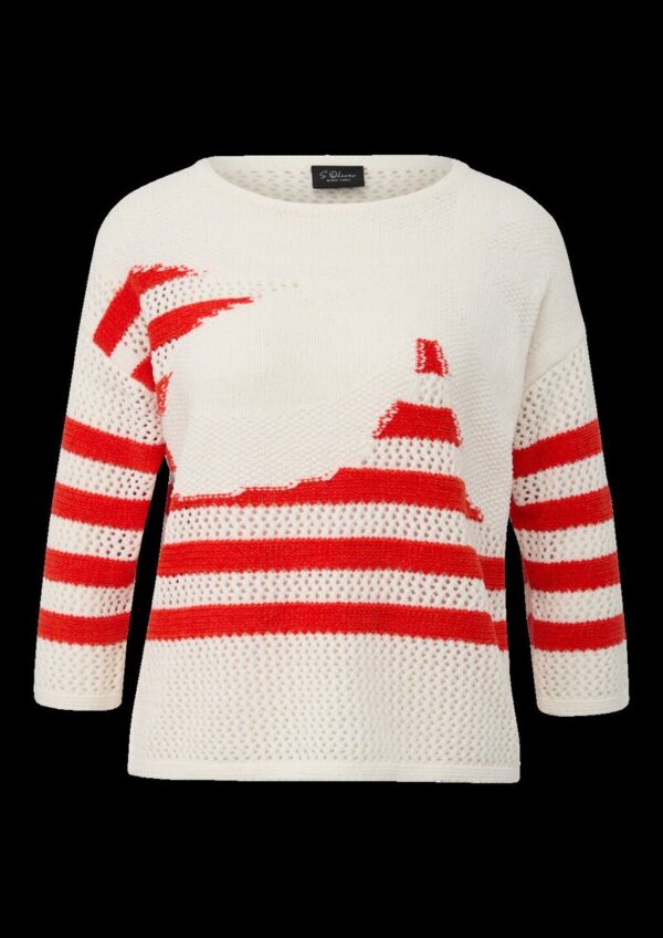 Locker gestrickter Pullover im Relaxed Fit mit Blumen-Artwork